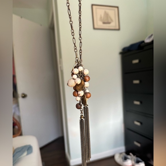 Bohemian Shell and Bead Tassel Necklace Anthropologie - Picture 1 of 2